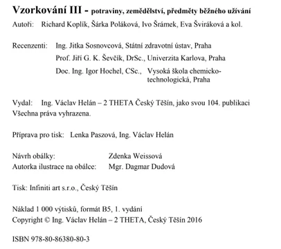 Vzorkování III - potraviny, zemědělství, předměty běžného užívání