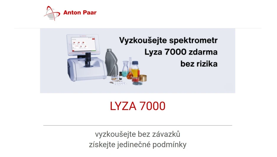 <p>Anton Paar: Vyzkoušejte Anton Paar Lyza 7000 spektrometr zdarma</p>