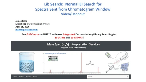Normální EI vyhledávání pro spektra odeslaná z okna Chromatogram Window