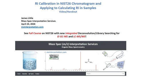 Kalibrace retenčního indexu v chromatogramu NIST26 a jeho použití při výpočtu RI ve vzorcích