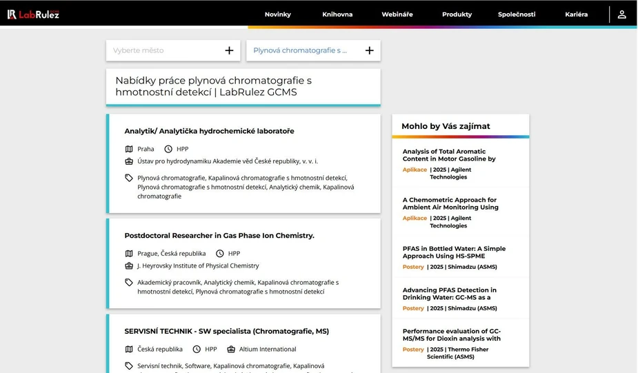 <p>LabRulez: Práce v oblasti GC/MS: Přehled pozic pro analytické chemiky a servisní specialisty</p>