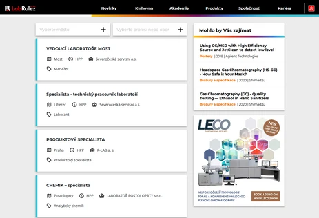 LabRulez Kariéra - přehled pracovních nabídek v oblasti analytické chemie - leden 2021