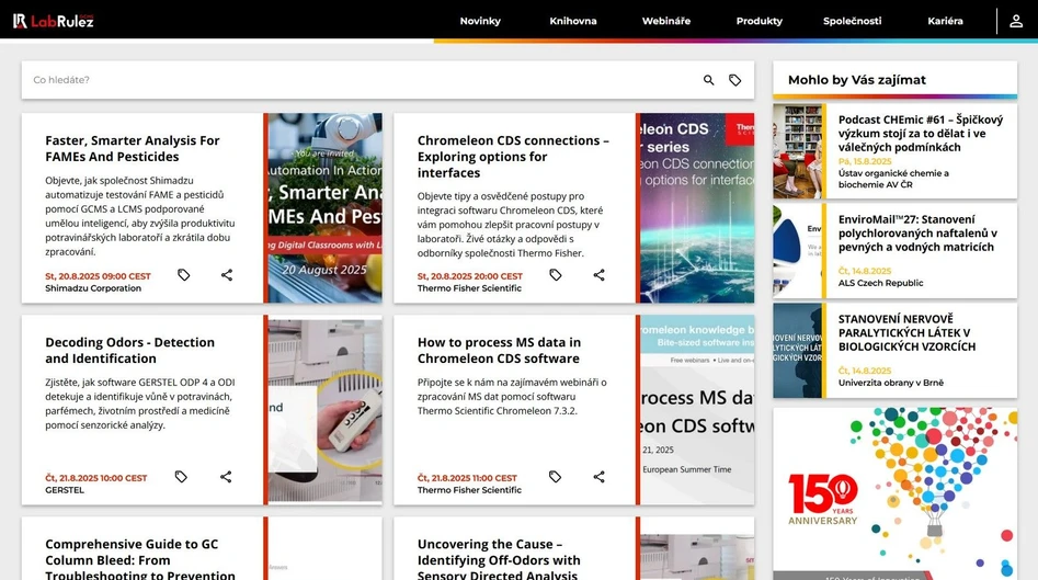 <p>LabRulez: Webináře LabRulezGCMS týden 34/2025</p>