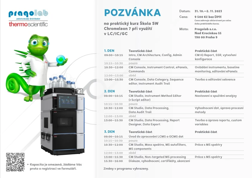 Praktický kurz Škola SW Chromeleon 7 při využití v LC/IC/GC