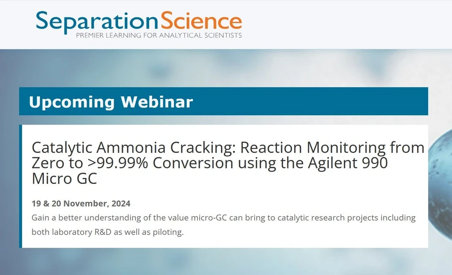 Separation Science: Catalytic Ammonia Cracking: Reaction Monitoring from Zero to >99.99% Conversion using the Agilent 990 Micro GC