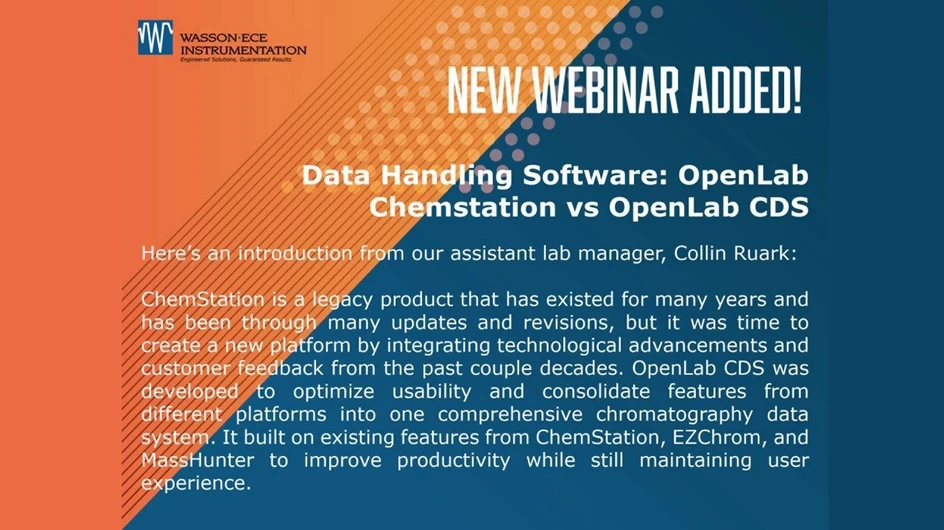 Wasson-ECE Instrumentation: Data Handling Software: OpenLab Chemstation vs OpenLab CDS