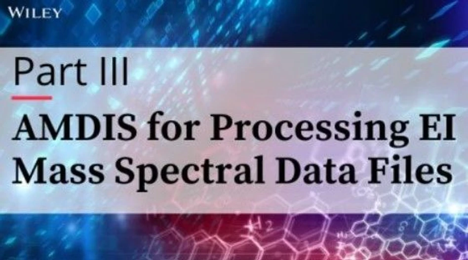 Wiley: AMDIS for Processing EI Mass Spectral Data Files